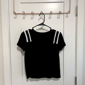 Black shirt w/ white stripes